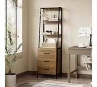 HOCSOK Bibliothèque, Étagère de Rangement 3 Niveaux, Meuble de Rangement avec 3 Tiroirs, pour Salon, Bureau, Chambre, Cuisine, Cadre en Métal