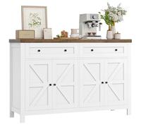 HOCSOK Buffet, 140 cm Meuble Cuisine avec Etagères Réglables, Buffet Salle a Manger avec 2 Tiroirs 4 Portes, Meuble de Rangement pour Salon, Cuisine, Couloir, Blanc