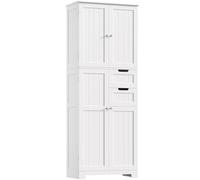 HOCSOK Meuble de Salle de Bain, Meuble de Rangement avec Tiroirs et Armoire avec la Porte, Armoire Haute en Bois pour Salon, Cuisine, 164.5X 60x30cm, Weiß