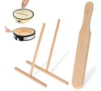 HOCUCHELAND 3 Pcs Spatule Crepe En Bois De Hêtre, Forme en T Spatule A Crepe Rake Crepe Spreader, Facile à Nettoyer Rateau Crepe, Etaleur Crepe pour Ustensiles De Cuisine Bois Outil De Cuisson