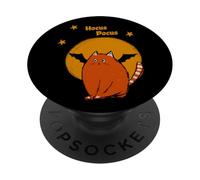 Hocus Pocus Chat Orange avec Lune et étoiles PopSockets PopGrip Adhésif