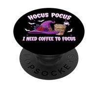 Hocus Pocus I Need Coffee to Focus Halloween Funny Teacher PopSockets PopGrip Adhésif