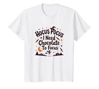 Hocus Pocus J'Ai Besoin de Chocolat pour me concentrer T-Shirt, Enfant, Blanc, 4 Ans