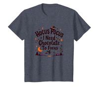 Hocus Pocus J'Ai Besoin de Chocolat pour me concentrer T-Shirt, Enfant, Bleu Chiné, 6 Ans