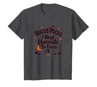 Hocus Pocus J'Ai Besoin de Chocolat pour me concentrer T-Shirt, Enfant, Chiné Foncé, 8 Ans