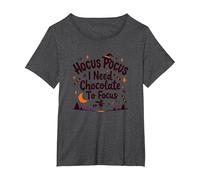 Hocus Pocus J'Ai Besoin de Chocolat pour me concentrer T-Shirt, Femme Grandes Tailles, Chiné Foncé, 2X