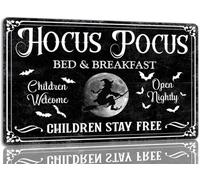 Hocus Pocus Panneau en aluminium pour lit et petit-déjeuner d'Halloween - Décoration vintage effrayante - Décoration d'Halloween - Sorcière - Décoration gothique pour café, bar, cuisine - 15,2 x 20,3