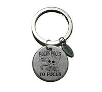 Hocus Pocus - Porte-clés Squelette I Need Coffee to Focus - Acier Inoxydable Gravé
