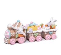 Hodao Décoration de Train de Lapin de Pâques de 23,5 cm - Figurines de Famille de Pâques - Décoration de Noël de Printemps - Figurines de Train en Pain d'épices Faites à la Main pour la Maison -
