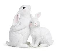 Hodao Décorations de Lapin en résine pour Couple Heureux de Pâques - Parfait pour Offrir des sourires Heureux - Décoration d'intérieur - Lapin Mignon - Cadeau de Pâques - Couple de Lapin Blanc