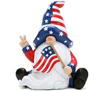 Hodao Décorations de nains patriotiques du 4 juillet - Étoiles et rayures - Cadeaux d'elfe - Figurines scandinaves faites à la main pour la maison - Gnomes commémoratifs - Décorations de jour de l'indépendance (bleu)