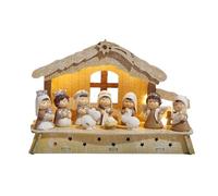 Hodao Ensemble de décoration de Noël avec éclairage - Accueillir la naissance de Jésus - Crèche de Noël - Parfait pour la décoration de table et les objets de collection