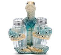 Hodao Ensemble de figurines de tortue de mer avec salière et poivrière avec support pour décoration de plage, bar ou cuisine tropicale - Décoration de table pour la maison (tortue)
