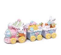 Hodao Figurine de Train de Lapin de Pâques - Décoration exquise en résine pour la Maison de Pâques, Motif Lapin de Pâques et Train, 23 cm de Long (Couleur du Train de Pâques 1)