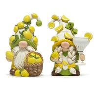 Hodao Lot de 2 Figurines de Nains de Citron - Décoration d'intérieur pour l'été - Petits Nains décoratifs pour Cuisine, Salon ou étagère - Ensemble de décoration de Nain Mignon Citron