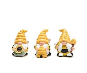 Hodao Lot de 3 décorations de Nains de Printemps en Forme d'abeille, décoration de la journée Mondiale des Abeilles, Cadeaux d'automne, Thanksgiving, Cadeaux d'anniversaire pour Maman, Grand-mère,