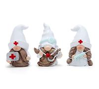 Hodao Lot de 3 Figurines de Nains de Docteur pour Maison, décoration de Table, hôpital, infirmière, Nain de Jardin scandinave