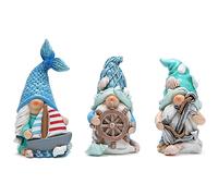 Hodao Lot de 3 Nains d'été décoratifs étoiles de mer Coquillages Faits à la Main décorations suédoises pour la Maison scandinave Marin Elfe Ornements Figurines, Bleu (BY-888048)