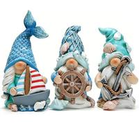 Hodao Lot de 3 Nains d'été Faits à la Main - Élément de Plage suédois - Nisse, Nain scandinave - Décoration d'automne - Décoration d'intérieur - Gnomes d'été (océan1)