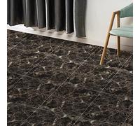 Hode Lot de 10 carreaux de sol en PVC auto-adhésifs - En marbre noir - 30 cm x 30 cm - Étanche - 0,9 m² - Épaisseur : 1,5 mm