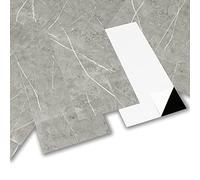 Hode Lot de 10 revêtements de sol en PVC autocollant - Carreaux adhésifs - Marbre gris clair - 60 cm x 30 cm - Étanche - 1,8 m² - Épaisseur : 1,5 mm