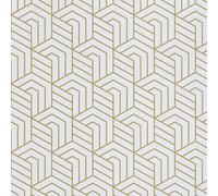 Hode Papier Adhesif pour Meuble de Feuilles Feuille d'or Géométrique 44cmx3m,Papier Peint Vinyle Autocollant Imperméable,Rouleau Adhesif Decoratif Comptoirs de Cuisine Salle de Bain