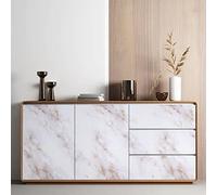 Hode Papier Adhesif pour Meuble Marbre Blanc 30cm X 3m Stickers Meuble Vinyle Autocollants Chambre Cuisine Comptoirs Papier Peint