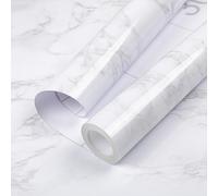 Hode Papier Peint Film Rouleau Adhesif pour Meuble Cuisine Mural, Papier Autocollant pour Meuble Armoires Imperméable, Décoratif Revêtement Blanc Marbre Vinyle Tableaux Comptoirs 60×300cm PVC