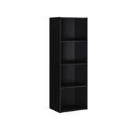 Hodedah Import 4-Shelf Bookcase in Black