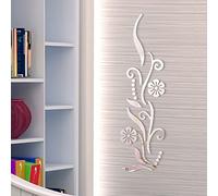 Hodeffior Autocollants muraux miroir en acrylique en forme de fleur avec réflexion forte - Argenté