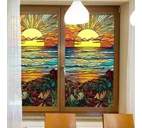 Hodeffior Film de fenêtre réutilisable en bord de mer - Protection UV - Anti-reflet - Contrôle de la chaleur - Économie d'énergie - 45 x 100 cm
