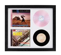 Hodeframe Cadre noir double CD avec livret double CD, cadre pour 2 CD, cadre d'affichage de musique CD pour disque et boîte de CD, cadre CD signé avec verre véritable pour montage mural