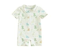 HodJIU Maillot de Bain Bébé Garçon Anti-UV Imprimé Dinosaure à Manches Courtes Costume de Bain Piscine Plage Surf (Vert Dinosaures, 2-3 Years)