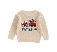 HodJIU Pull de Noël pour bébé garçon fille - Pull à manches longues tricoté - Tenue de Noël pour nouveau-né - My First Christmas - Vêtements d'hiver en tricot - Top de Noël, 0-3 mois