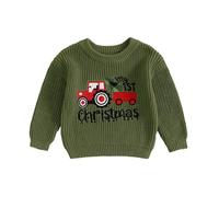 HodJIU Pull de Noël pour bébé garçon fille - Pull à manches longues tricoté - Tenue de Noël pour nouveau-né - My First Christmas - Vêtements d'hiver en tricot - Top de Noël, 6-9 mois