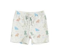 HodJIU Short de Bain Bébé Garçon Maillot de Bain Enfant Imprimé Shorts de Plage Piscine Natation (Beige Dinosaure, 3-4 Years)