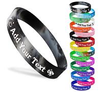 Hodmec Bracelets en silicone personnalisés avec logo texte Bracelets en caoutchouc personnalisés 1 paquets Bracelet en silicone personnalisé pour événements, sports, fêtes, mariage