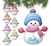 Hodmec Lot de 7 décorations de Noël personnalisées en Forme de Bonhomme de Neige avec Noms de Famille - Décorations de Noël personnalisées pour Sapin de Noël