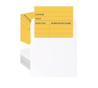Hodmopli Lot de 100 pochettes et cartes de bibliothèque, cartes de paiement, cartes de notes, enveloppes de poche pour l'école, le bureau, la bibliothèque publique