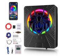Hodozzy 1200W RGB Caisson de Basse Voiture, Subwoofer Mince sous Siège pour Voitures et Pack Amplificateur avec Eclairage RGB Synchronisé au Rythme, Contrôle Individuel pour Passe-Bas, Motif Araignée