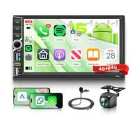 Hodozzy 4G+64G Android Autoradio 2 Din avec Carplay sans Fil Android Auto, Ecran Tactile 7 Pouces Android Poste Radio avec GPS Navigation Wi-FI DSP Bluetooth Mirror Link SWC FM/RDS USB/Type-C+ Caméra