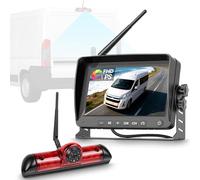 Hodozzy 720P Kit Caméra de Recul sans Fil pour Fiat Ducato 3/Peugeot Boxer/Citroen Jumper avec Ecran IPS 7'',Caméra de Troisième Feu Stop de Voiture,Vision Nocturne IR, Etanche IP67,BSD