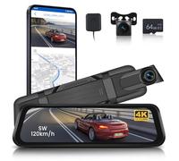 Hodozzy 9,66 Pouces Rétroviseur Dash Cam, 4K Dashcam Avant et Caméra Arrière 1080P avec Objectif Coulissant, Vision Nocturne Caméra Embarquée WiFi avec GPS, ADAS BSD LCA, Enregistrement Boucle+Carte