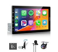 Hodozzy Autoradio 1 Din avec 10,1“ IPS Écran Amovible, Con CarPlay Android Auto sans Fil, Poste Radio avec Bluetooth 5.2/Lien Miroir/AM/FM/RDS/EQ/USB/SWC + Caméra de recul