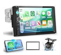 Hodozzy Autoradio 1 Din avec Carplay Android Auto sans Fil, Ecran IPS 7 Pouces Autoradio Compatible Bluetooth Radio FM/USB/TF/AUX/Sortie vidéo/Youtube/Caméra de recul