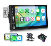 Hodozzy Autoradio 1 Din Carplay sans Fil Android Auto, Écran Tactile de 7 Pouces 1 Din Bluetooth Poste Radio Voiture avec Lecture Vidéo en Ligne, Radio FM, EQ, SWC, Mirror Link, USB/Type-C+ Caméra