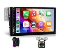 Hodozzy Autoradio 1 Din Carplay sans Fil Android Auto, LCD Écran Tactile 7 Pouces 1 Din Bluetooth Poste Voiture Radio avec MirrorLink, Radio FM/EQ/USB/SWC/Recharge Type-C + Caméra de Recul