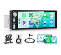 Hodozzy Autoradio Dab 1 Din avec CarPlay et Android Auto sans Fil Bluetooth | Ecran Tactile IPS de 6,86 Pouces, Radio DAB+ 1 Din avec Radio AM/FM, MirrorLink, 2USB/ Type-C, Eclairage Colorkey+ Caméra