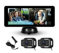 Hodozzy Camera Voiture Bebe 720P, Ecran IPS 6,86 Pouces Miroir Voiture Bébé Siège Arrière pour Surveiller Les Enfants, Les Animaux Domestiques, Vision Nocturne, Faible lumière Bleue