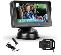 Hodozzy Camera Voiture Bebe, Ecran IPS 4,3 Pouces Miroir Voiture Bébé Siège Arrière pour Surveiller Les Enfants, Les Animaux Domestiques, Vision Nocturne, Faible lumière Bleue